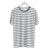 Martinique – Round neck t-shirt Black & White Stripe